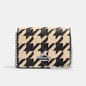 Coach Mini Wallet on a Chain with Houndstooth Print
